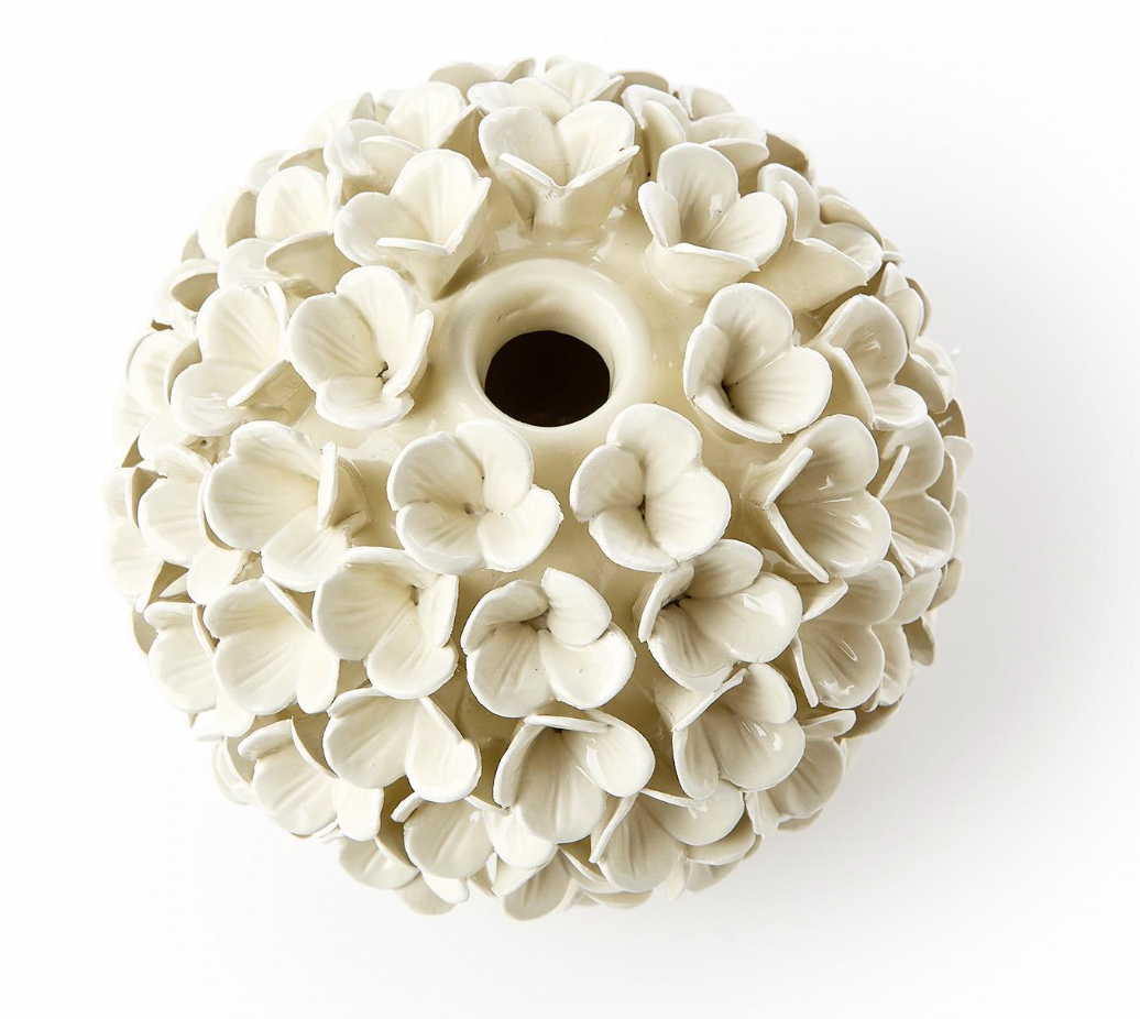 White Hydrangea Flower Bud Vase / Taper Candleholder