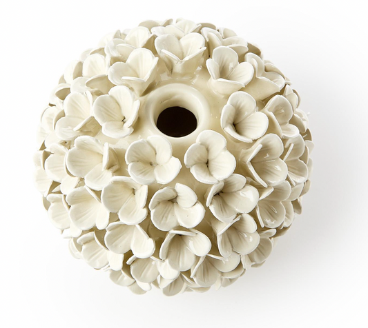 White Hydrangea Flower Bud Vase / Taper Candleholder