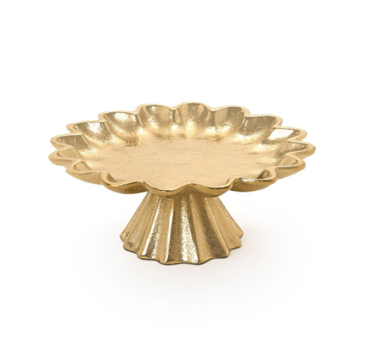 Small Scalloped Edge Gold Cake Stand