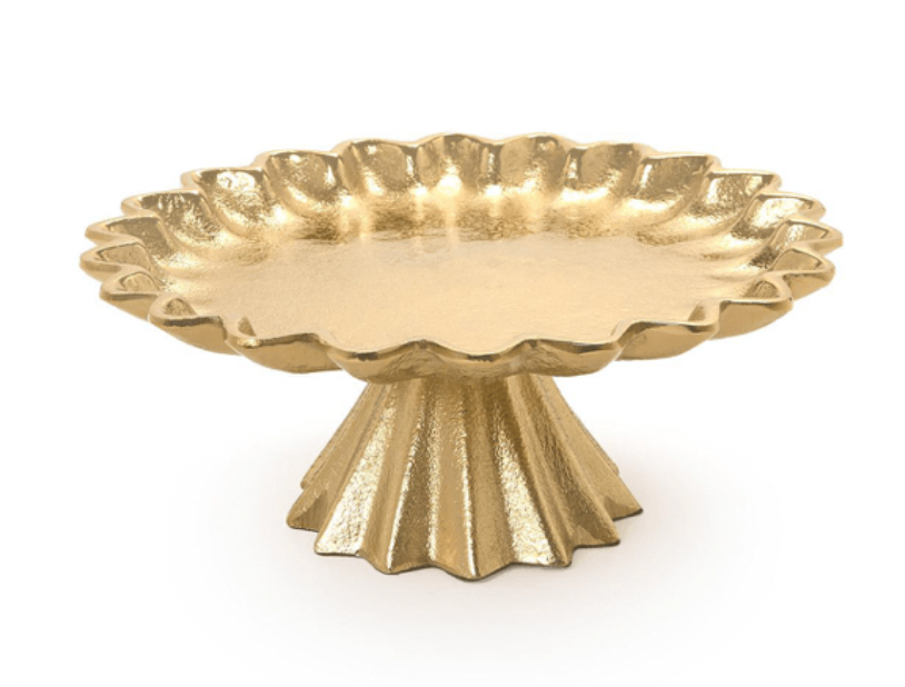Medium Scalloped Edge Gold Cake Stand