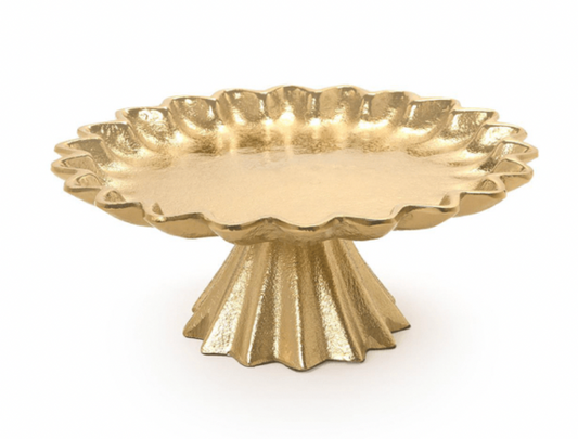 Medium Scalloped Edge Gold Cake Stand