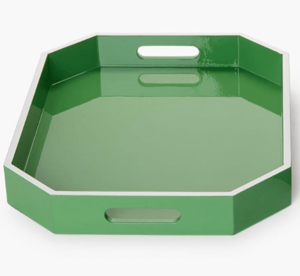 Elongated Rectangonal Lacquer Tray-LG-GR