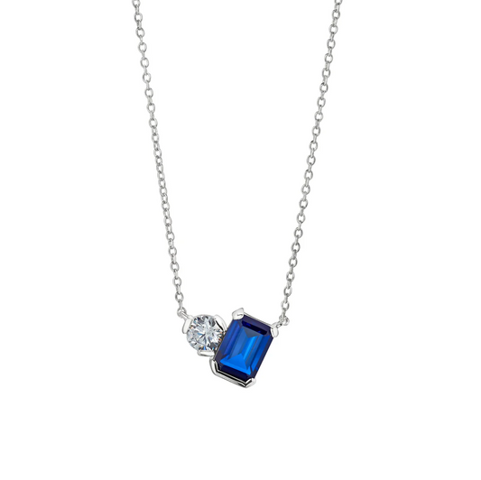 September Emerald Cut Birthstone Necklace
