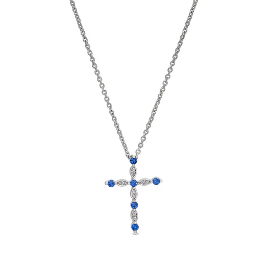 September Birthstone Cross Pendant