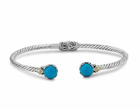 SS/18K 7mm Round Turquoise Twisted Cable Bangle
