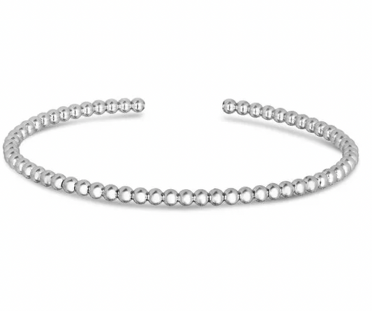 14K 3mm Polished Bead Cuff Bangle