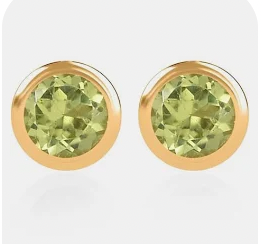 14KY Round Peridot Studs
