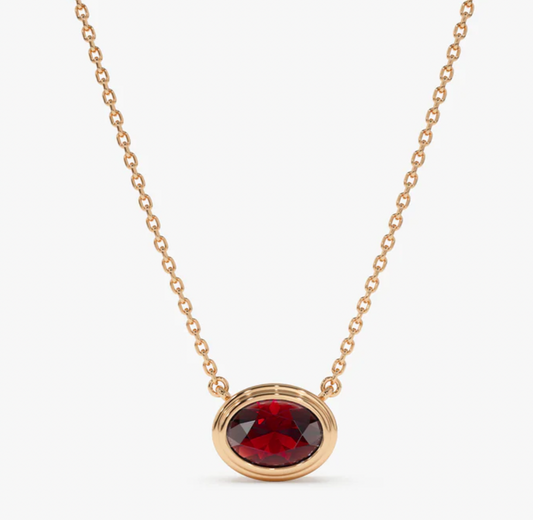 14KY Rhodolite Oval Necklace