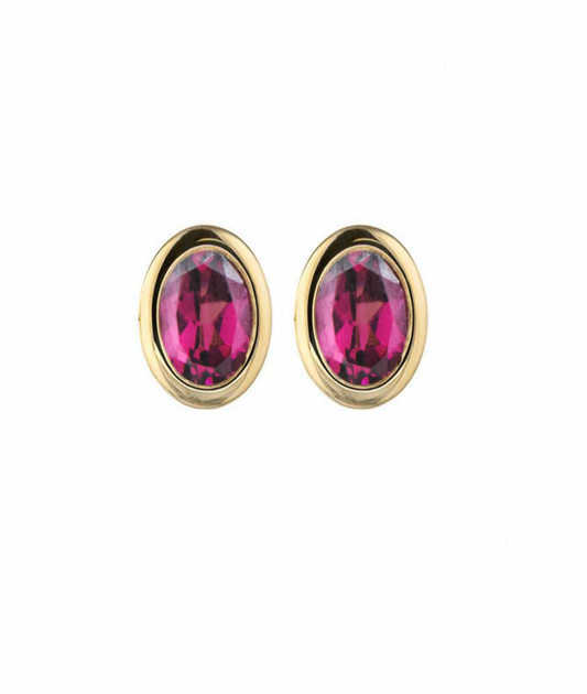 14KY Rhodolite Oval Shape Studs