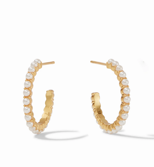Juliet Hoop Gold Pearl Small
