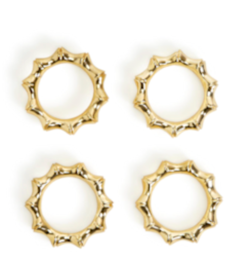 Set of 4 Golden Bamboo Napkin Rings