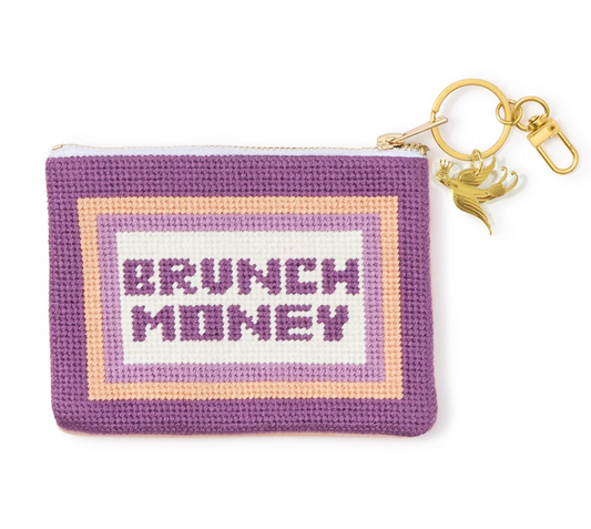 "Brunch Money" Multipurpose Pouch with Bird Charm Zipper Pull