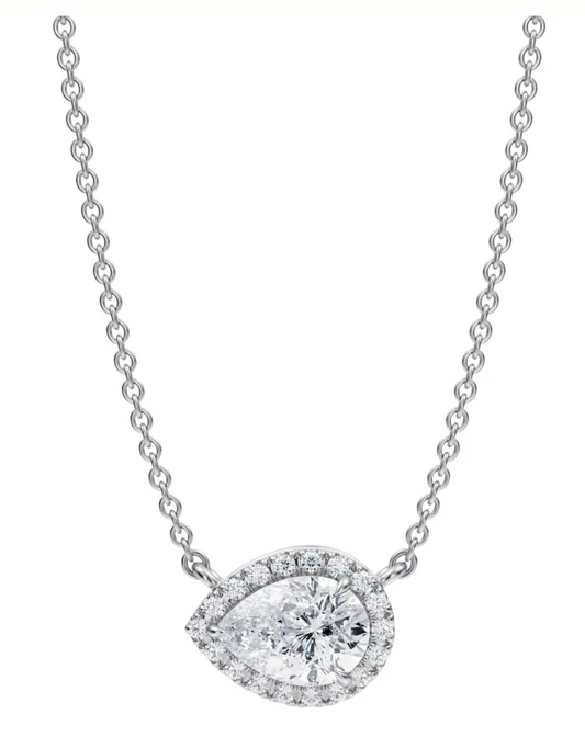 1ct Pear Diamond Halo 14kWG