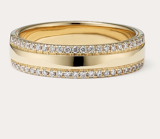 14kt YG Double Row Diamond Band