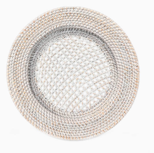 Whitewash Rattan Charger Plate