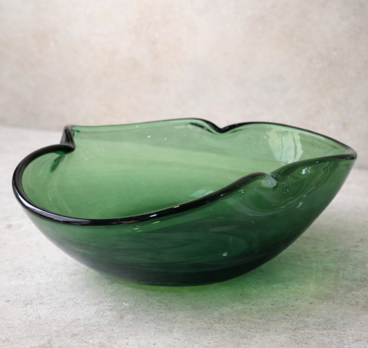 Mid-Century Green Art Glass Bowl