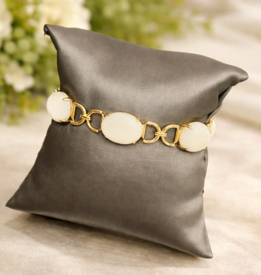 14K Yellow Gold Gumps White Coral Link Bracelet