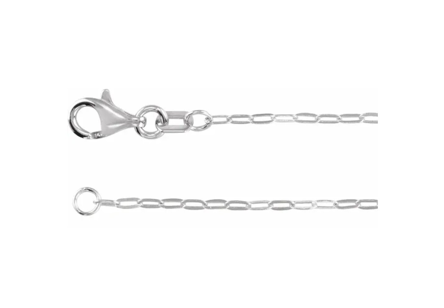 14K White Gold 1.25 mm Paperclip-Style 18" Chain