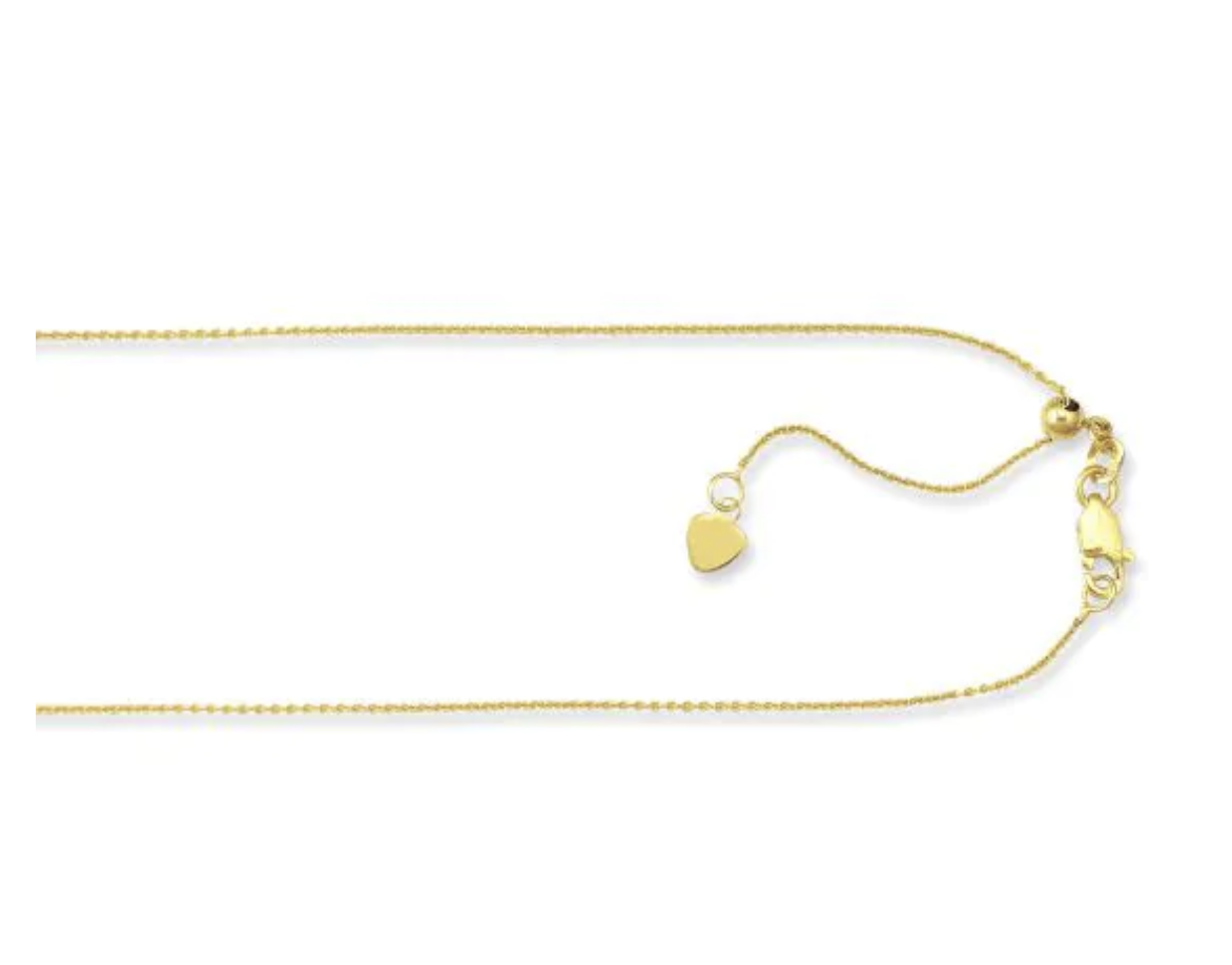 14K Yellow 1 mm Adjustable Diamond-Cut Cable 16-18" Chain