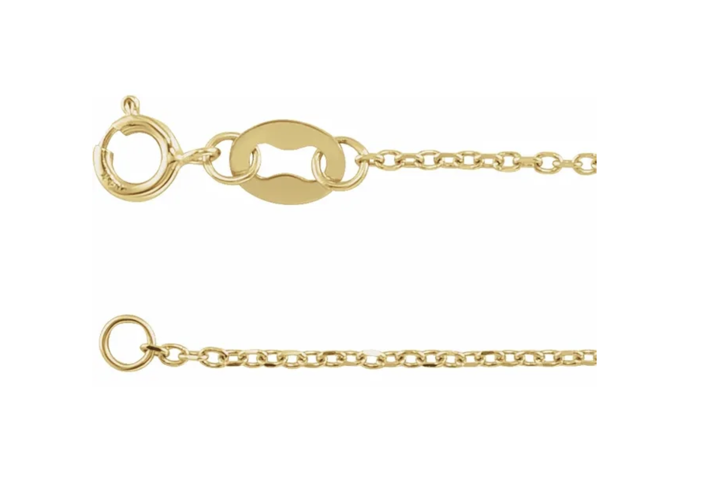 14K Yellow 1 mm Diamond-Cut Cable 7" Chain