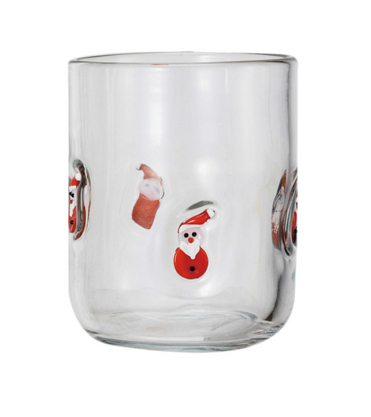 Embedded Holiday Icon Glass Santa