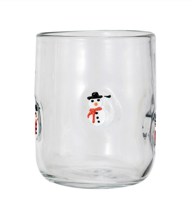 Embedded Holiday Icon Glass Snowman