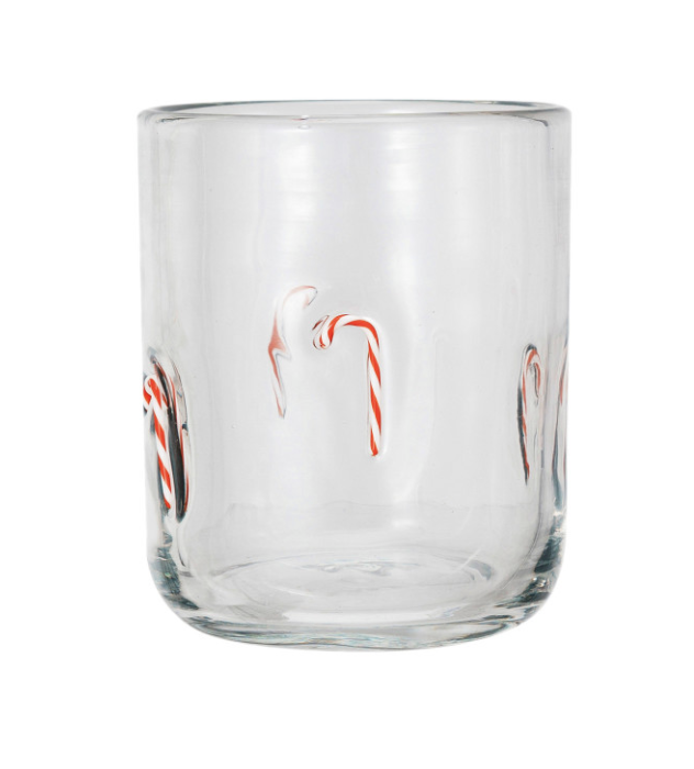 Embedded Holiday Icon Glass Candy Cane