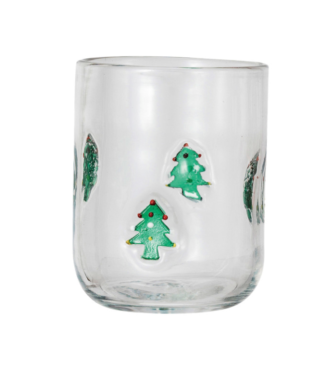 Embedded Holiday Icon Glass Christmas Tree