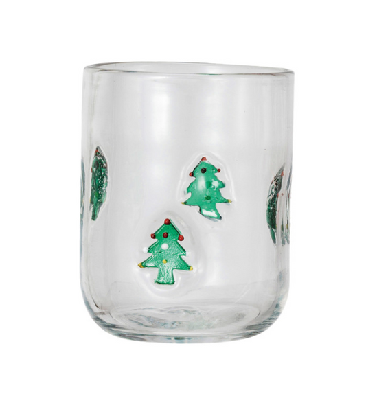 Embedded Holiday Icon Glass Christmas Tree