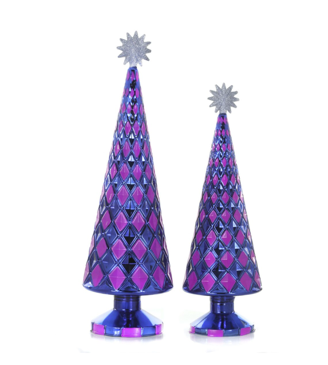 Stacked Diamond Tree-Indigo/Raspberry-LG