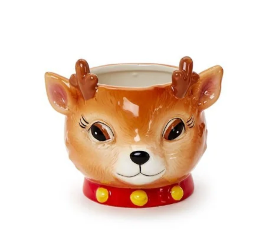 Holiday Hand-Painted Reindeer Multipurpose Container