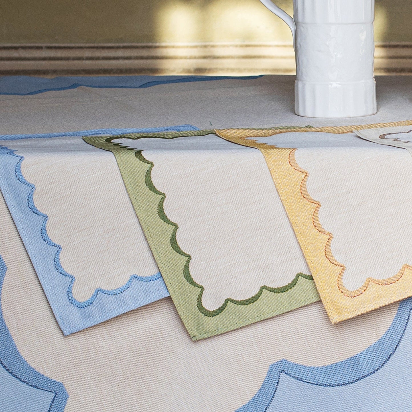Green Scalloped Placemats - Set of 4
