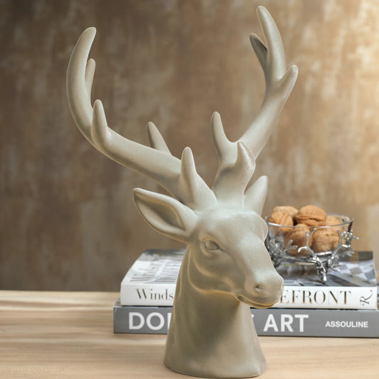 Flocked Cream Stagg Head