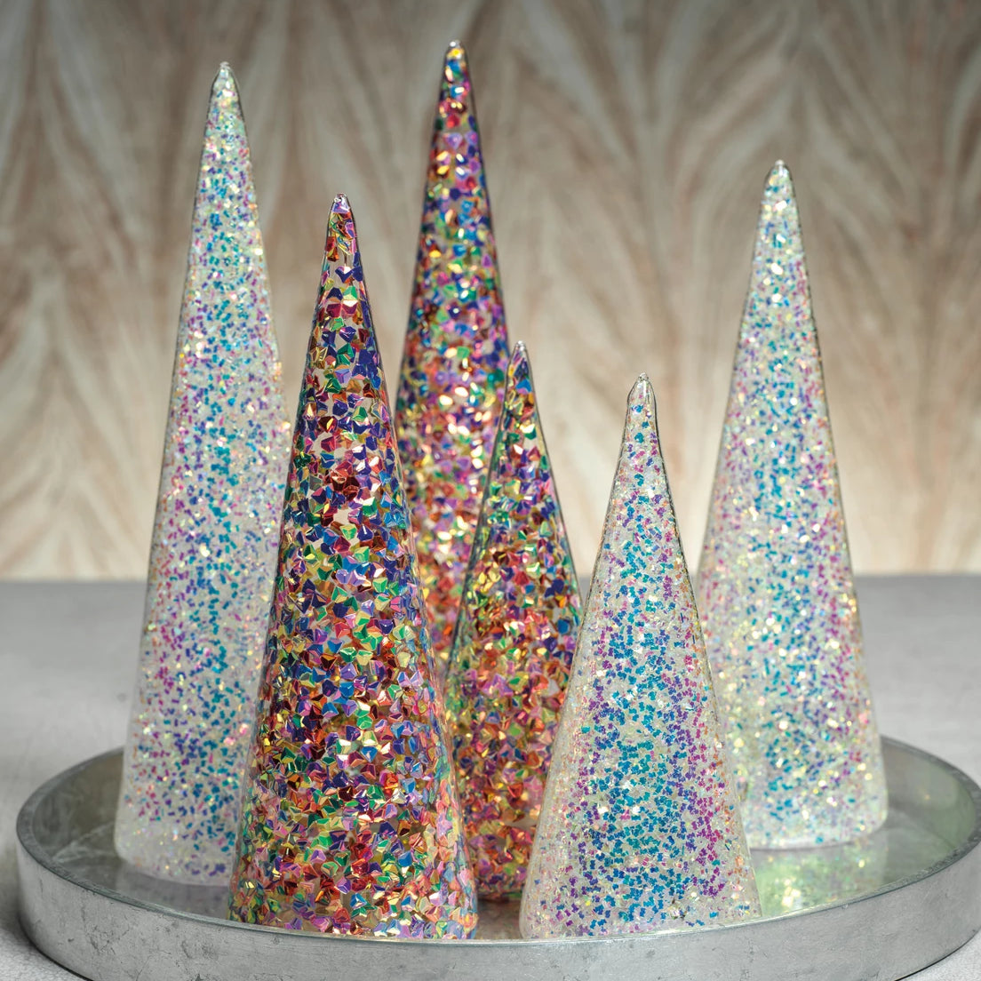 LED Multicolor Sequin Tree 8"