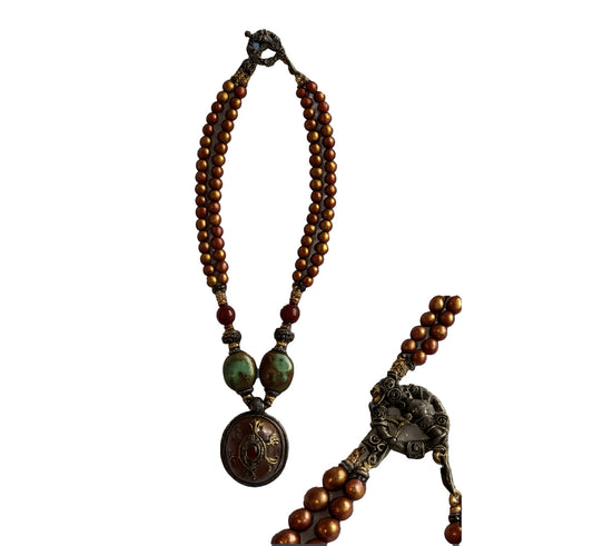 Desert Relic Turquoise & Pearl Statement Necklace