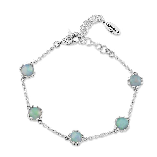 SS 7mm Round Opal Station Bracelet