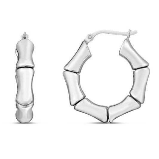 Silver Bamboo Hoops