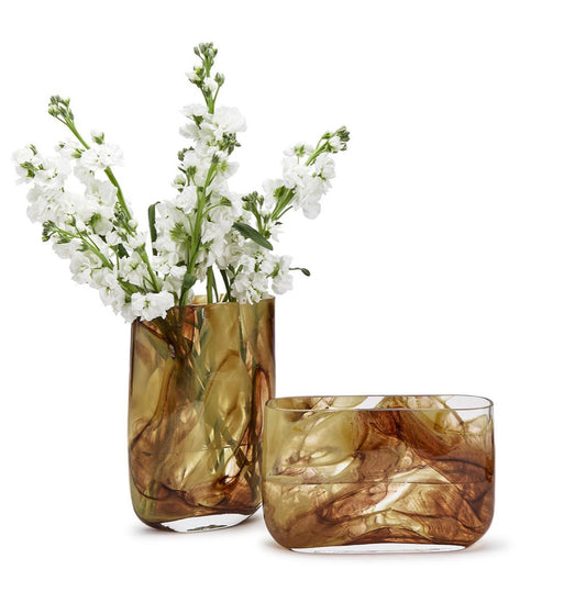 Organic Swirl Hand Blown Glass Vase