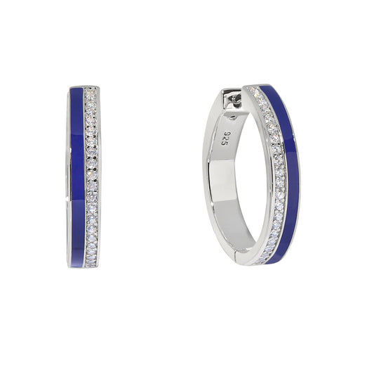 Navy Enamel Hoop Earrings