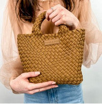 Camel Woven Mini Tote