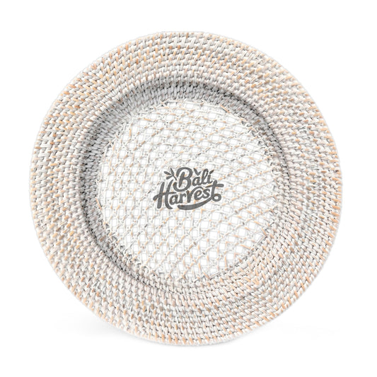 Whitewash Rattan Charger Plate