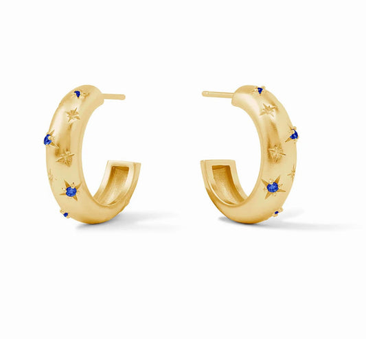 Luna Stone Hoop-Sapphire Blue CZ-S