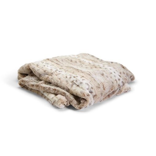 Plush Snow Leopard Faux Fur Throw