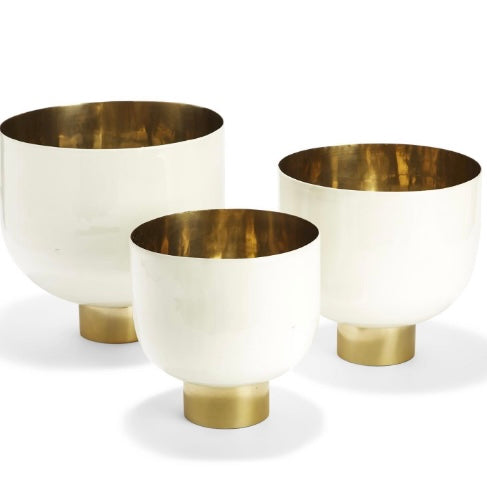 Medium Decorative White Bowl with Gold Base