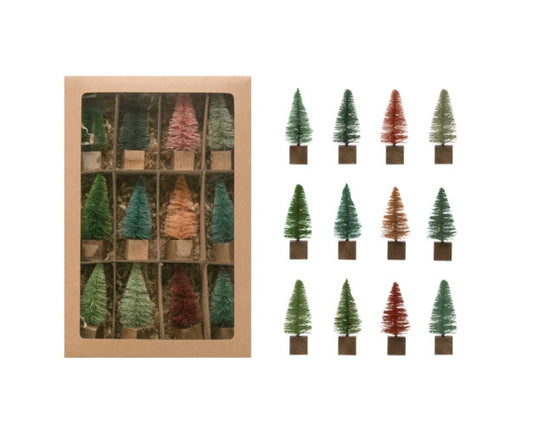 Multi Color Bottle Brush Tree on Wood Base