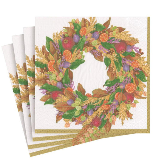Autumn Wreath Ivory Luncheon Napkin