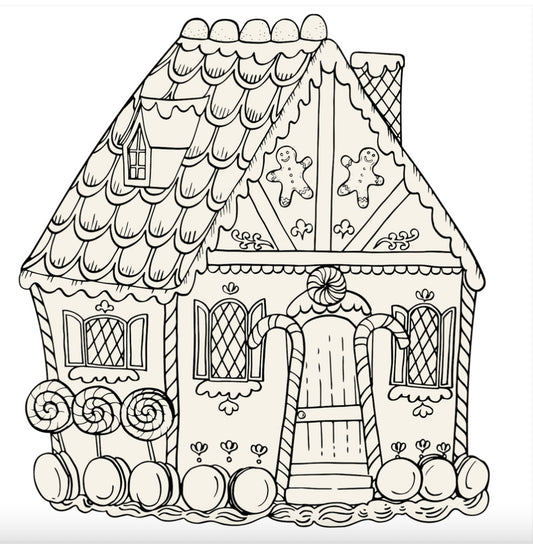 Die-cut Gingerbread House Coloring Placemat-Set of 12