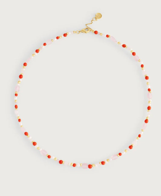 Milos Beaded Necklace, Warm