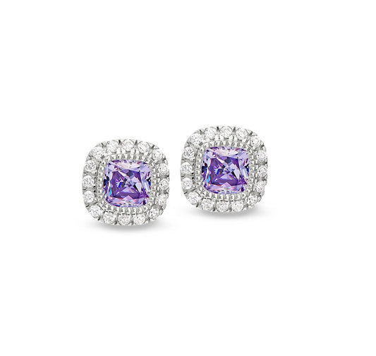 Cushion Cut June Birthstone Stud Earrings
