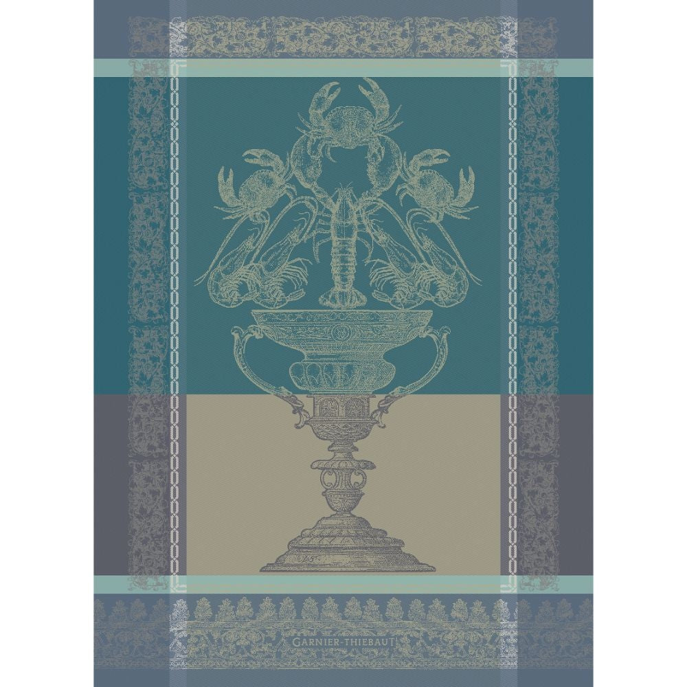 Coupe Fruits De Mer Turquoise Jacquard Kitchen Towel